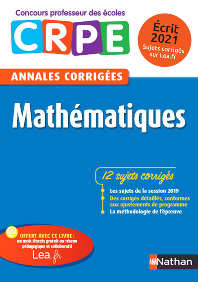 Annales CRPE Mathématiques – Ecrit 2020
