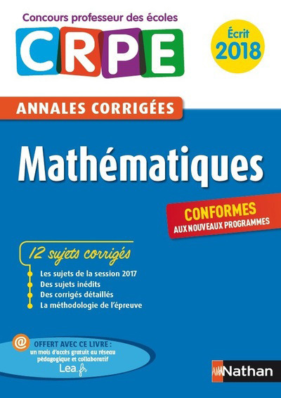 Mathématiques – Admissibilité 2018