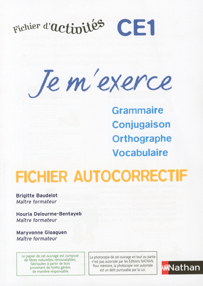 Je m’exerce – autocorrectif – CE1