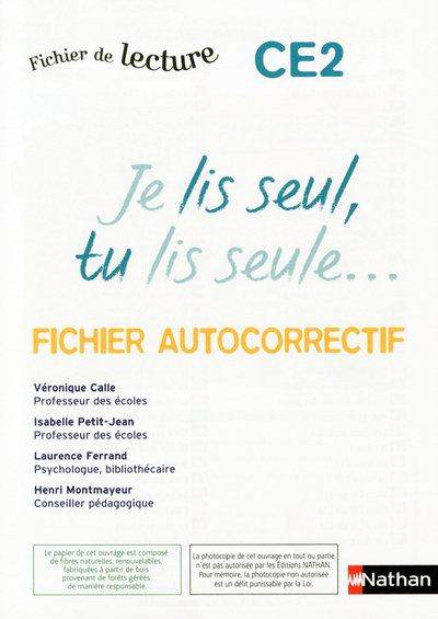 Je lis seul, tu lis seule – Autocorrectif – CE2