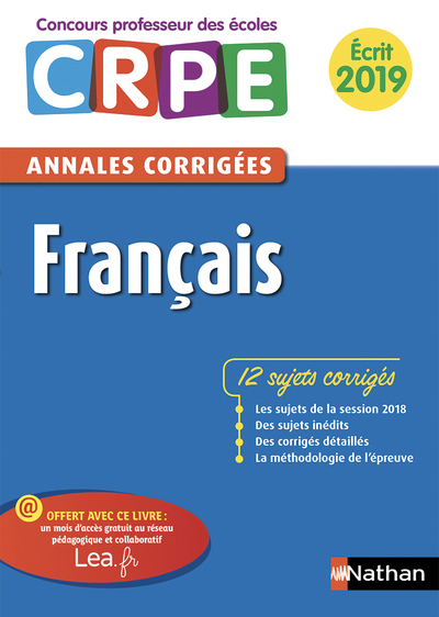 Annales CRPE Français – Ecrit 2019 corrigées