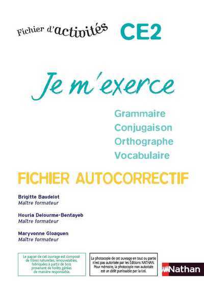 Je m’exerce – autocorrectif – CE2