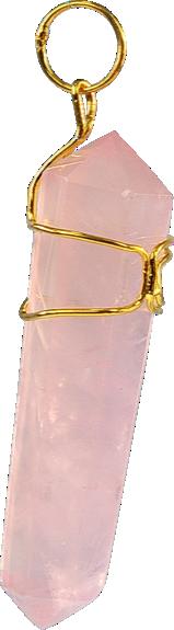Pendentif Biterminé – Quartz Rose