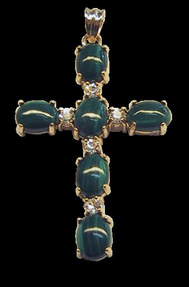 Croix Or – Malachite et Zirconium