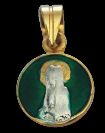Médaille Or – émail vert – Vierge argent