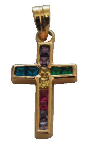 Croix Or – Pierres multicolores
