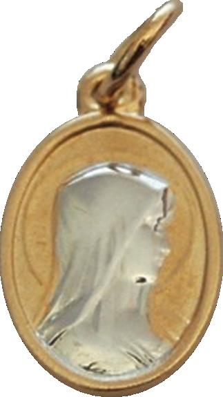 Médaille Or – ovale – Vierge argent mat
