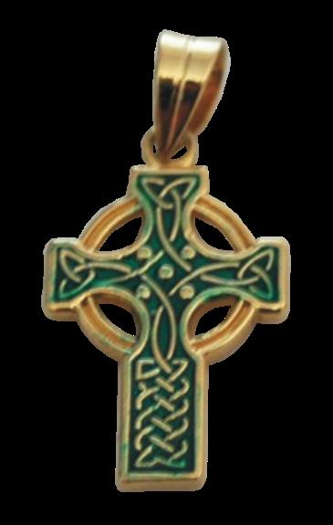 Croix Celtique Or – Émail vert