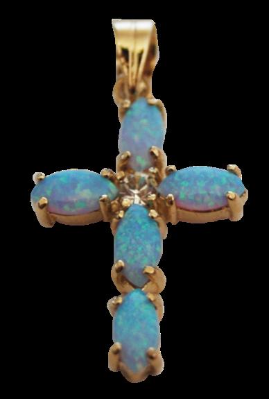 Croix Or et Opale bleue