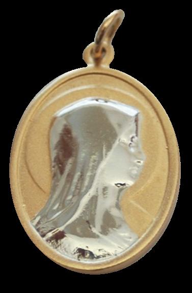 Médaille Or mat – ovale – Vierge argent