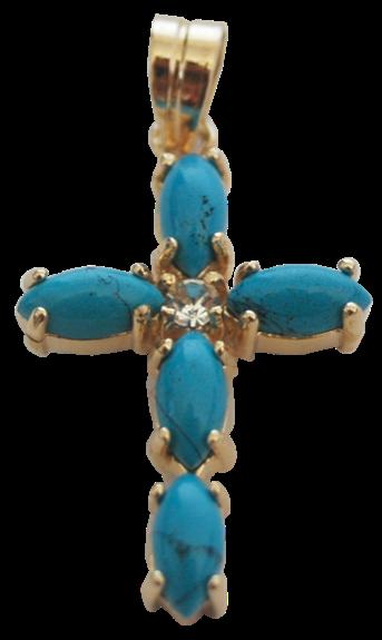 Croix Or – Turquoise et Zirconium