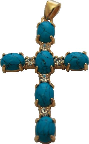 Croix Or – Turquoise et Zirconium