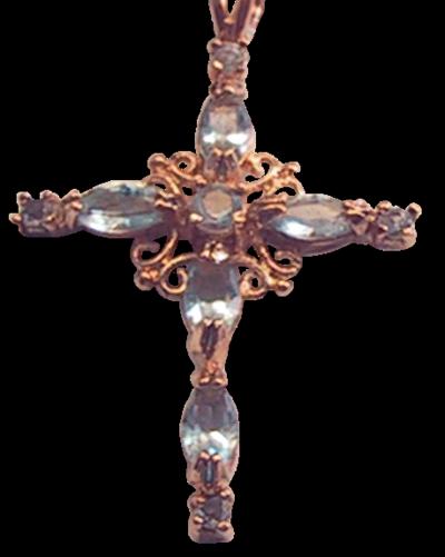 Croix Or – Topaze bleue et Zirconium