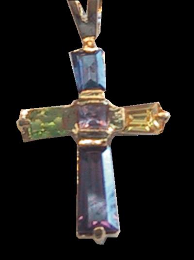Croix Or – Pierres multicolores