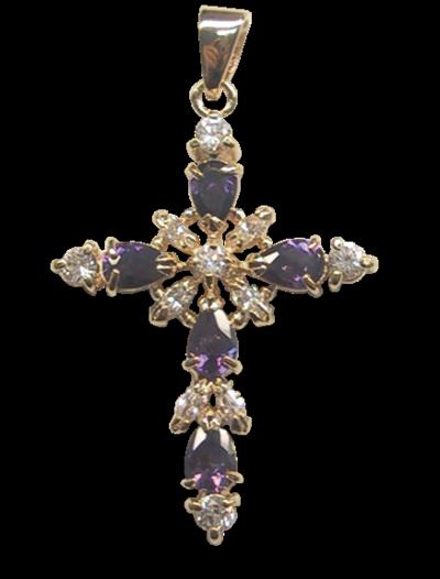 Croix Or – Améthyste et Zirconium
