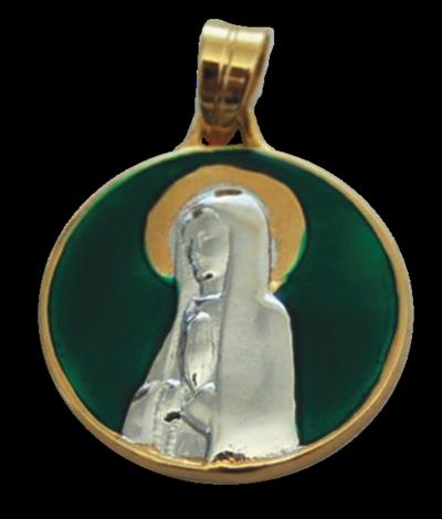 Médaille Or – émail vert – Vierge argent