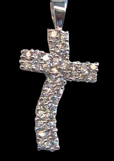 Croix Moderne Argent et Zirconium