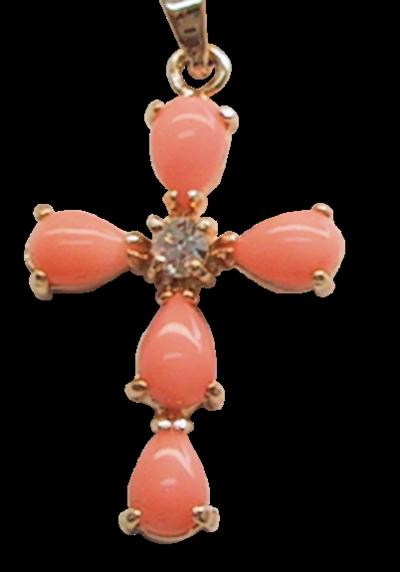 Croix Or – Corail et Zirconium