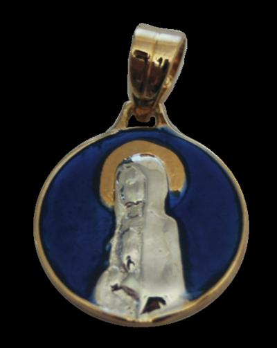 Médaille Or – émail bleu – Vierge argent