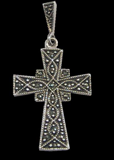 Croix Moderne Argent et Marcassite