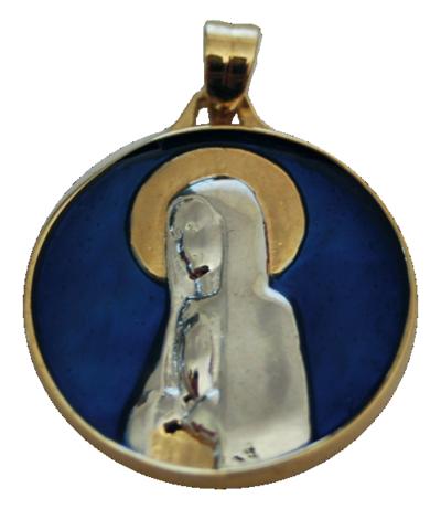 Médaille Or – émail bleu – Vierge argent