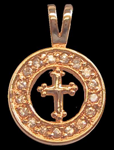 Médaille Croix or et zirconium