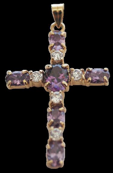 Croix Or –  Améthyste et Zirconium