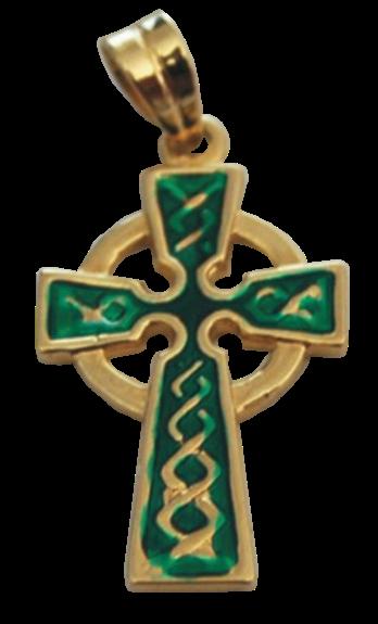 Croix Celtique Or – Émail vert
