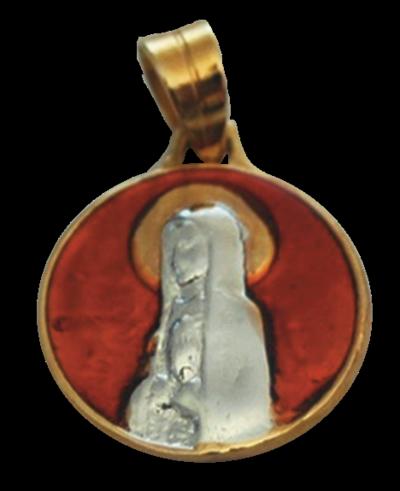 Médaille Or – émail rouge – Vierge argent