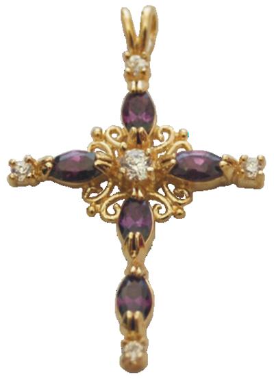 Croix Or – Améthyste et Zirconium