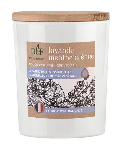 Bougie parfumée en Cire végétale Lavande Menthe crépue
