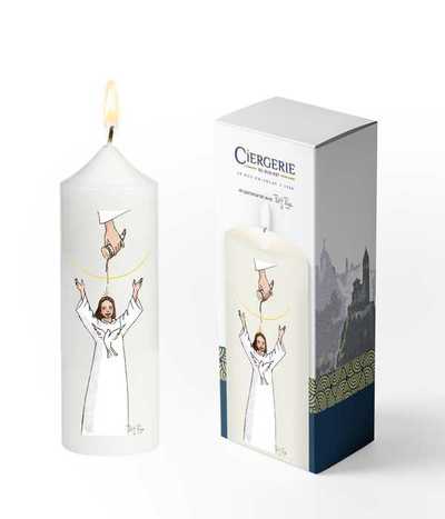 Cierge Confirmation blanc – Onction fille brune