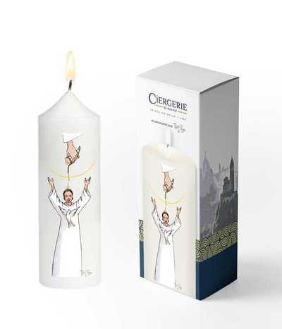 Cierge Confirmation blanc – Onction garçon brun