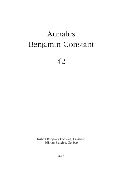 Annales Benjamin Constant 42 – 2017