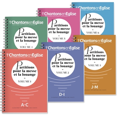 Lot 6 volumes – Chantons en Eglise : Partitions pour la messe et la louange