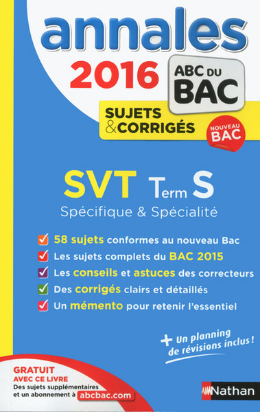 Annales BAC 2015 SVT Term S – Spécifique & Spécialité