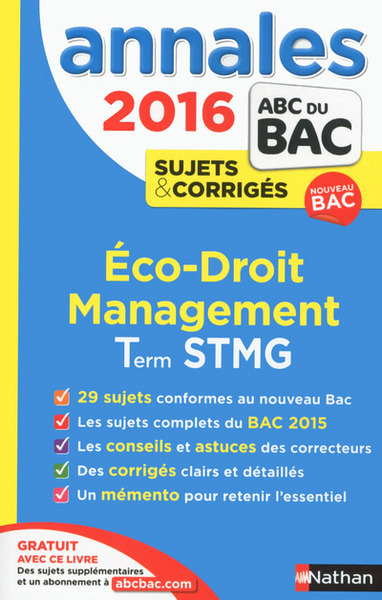 Annales Bac 2016 Economie droit management des organisations terminale STMG corrigés