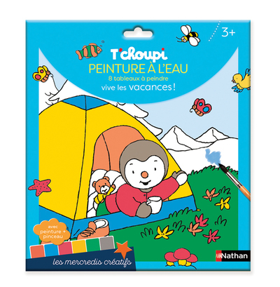 Pochette T’choupi – peinture à l’eau – 8 tableaux à peindre – Vive les vacances