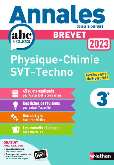 Annales Brevet 2023- Physique Chimie – SVT – Techno – Corrigé