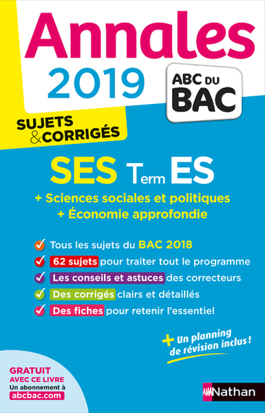 Annales Bac 2019 Sciences Economiques et Sociales- Terminale ES Spé&Spé – Corrigé