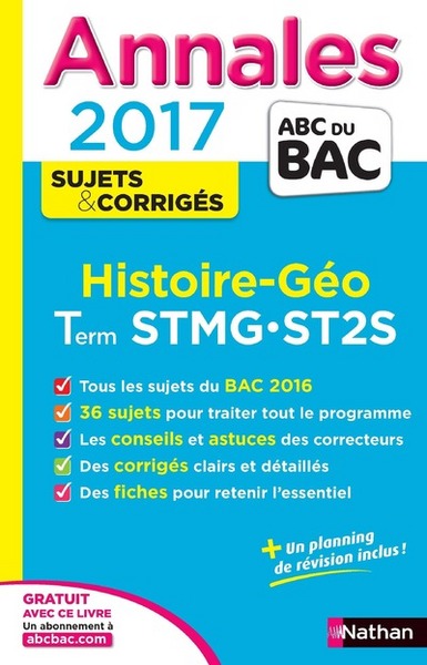 Annales Bac 2017 Histoire Géo STMG – Corrigé