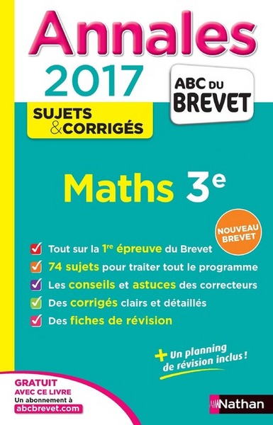 Annales Brevet 2017 – Maths – Corrigé