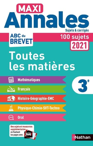 Maxi Annales Brevet 3e 2021 – Corrigé
