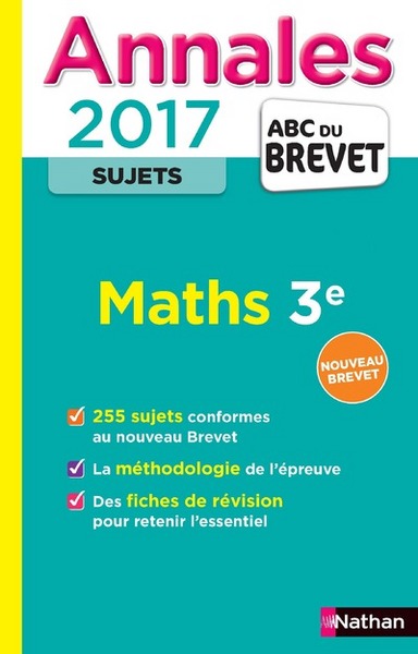 Annales BREVET 2017 Maths 3E – Sujets