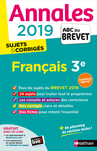 Annales Brevet 2019 Français – Sujets et corriges