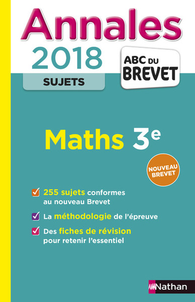 Annales Brevet Maths Non corrigé – 2018