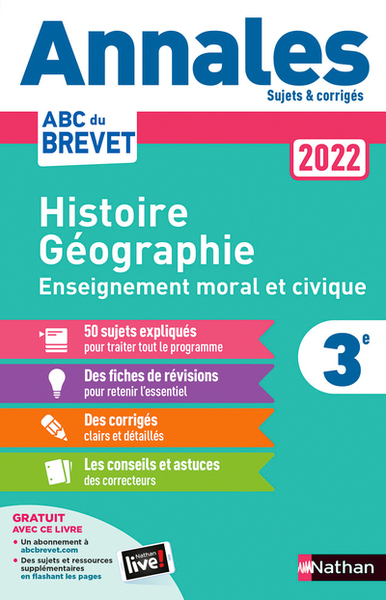 Annales Brevet 2022 – Histoire Géographie Enseignement Moral et Civique – Corrigé