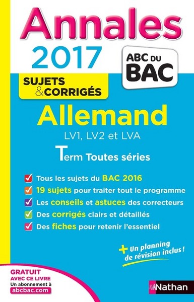 Annales Bac 2017 – Allemand toutes séries – corrigé