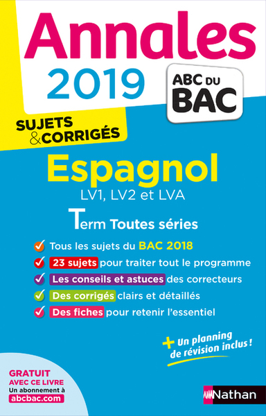 Annales Bac 2019 Espagnol toutes séries – Corrigé
