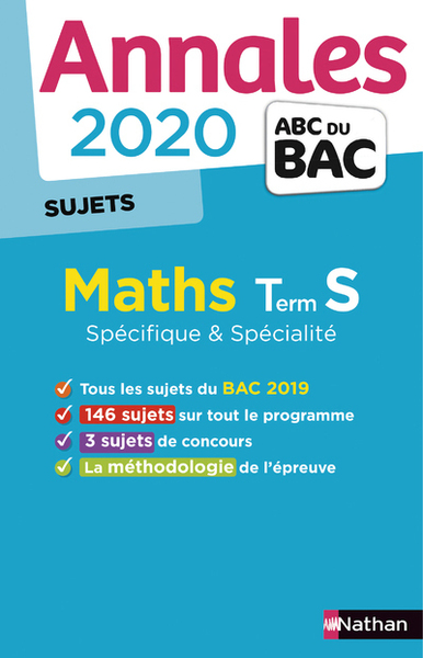 Annales BAC 2020 Maths Term S – Spécifique + Spécialité – Sujets